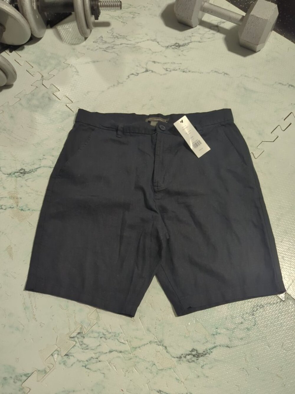 French Connection Men's Chino Shorts Navy Blue size Medium NEW - Needs Zipper